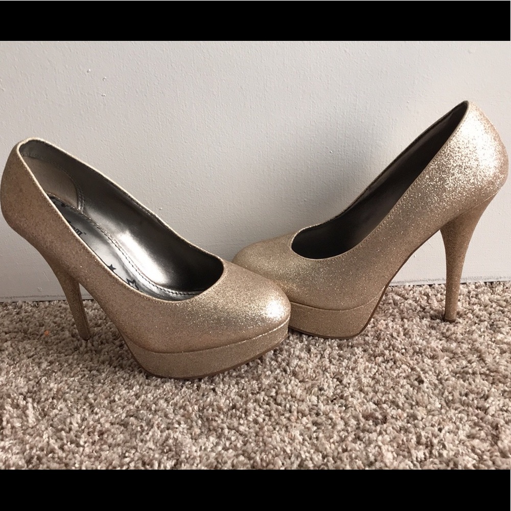 Gold high heels